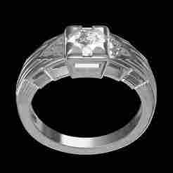 Single Round Diamond Filigree Art Deco Ring 2