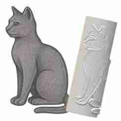 Sitting Cat | Embossed Roller for Clay | Feline 3D Print Design
