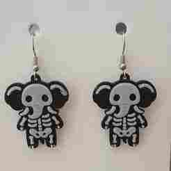 Skeleton Elephant – Halloween Earring & Keychain STL (No AMS Needed, 2-Color)
