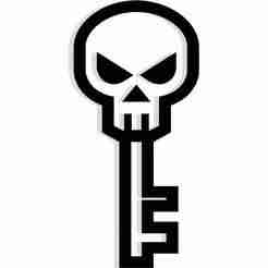 skeleton key with the handle shaped like a skull 2 - 2D/3D Wall Art STL+SVG For CNC Router, Plasma, Waterjet, Laser & 3D Printer