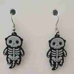 Skeleton Otter – Halloween Earring & Keychain STL (No AMS Needed, 2-Color)
