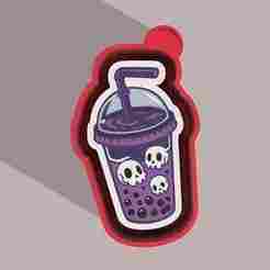 👻🧋 Skull Bubble Tea – Freshie, Keychain, Resin & Candle Mold
