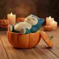 Sleeping Snorlax in Pumpkin | Halloween 3D Print STL Figurine