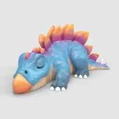 Sleepy Stego – Cute Baby Stegosaurus Dinosaur | Easy 3D Print, No Supports Needed