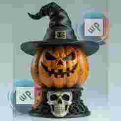 Sorceress Pumpkin with Skull Base