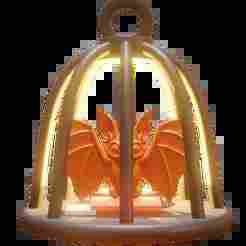 Spooky Halloween Bat in Glowing Cage- 3D printable decor model stl file