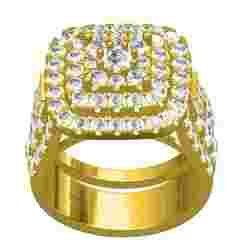 Square Shape Triple Halo Ring with Band