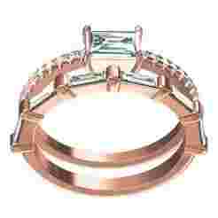 Square Stone Solitare Ring with Band