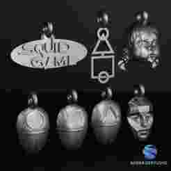 Squid Game Keychain Set – Circle Guard, Square Guard, Triangle Guard, Front Man, Doll, Logo 1 & 2