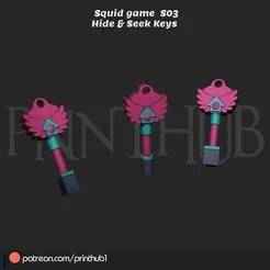 Squid Game Season 3 – Hide & Seek Game Keys | High-Detail Cosplay Prop STL File