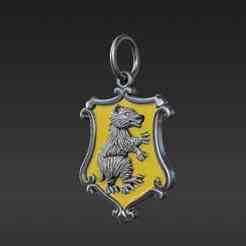 Stoic Badger Crest Keychain for 3D Printing - Symbolic Magical Gift Model