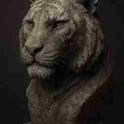 Stone Tiger Bust – Majestic 3D Printable Sculpture (STL File)