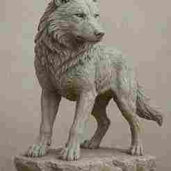 Stone Wolf Sculpture – Majestic Handcrafted Statue