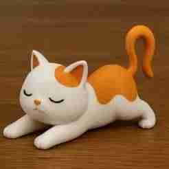 Stretching Cat 3D Print Figurine
