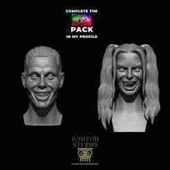 Suicide Squad Pack (Harley Quinn & Jared Leto Joker) – 3D Printable Bust Collection STL & OBJ