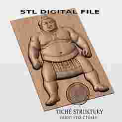 Sumo Wrestler – Traditional Bas Relief – 3D STL Model