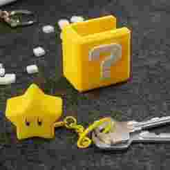 Super Mario Star Keychain & holder