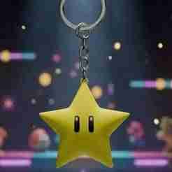 Super Star Keychain - Mario Invincibility Power-Up - Super Mario - Ready to Print