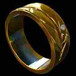 Swirling Wave Band with Diamond Accent