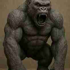 Terrifying Muscular Gorilla Sculpture – Fierce Animal Statue