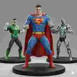 The heroes are united: Superman, Green Lantern, and Cyborg 3D model
