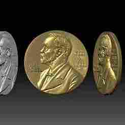 The Nobel Prize medal 3D STL model for 3D printing and cnc curving