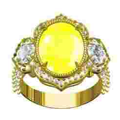 Three Oval Stone Round Diamond Halo Cocktail Ring