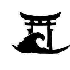 torii gate standing over ocean waves 2 - 2D/3D Wall Art STL+SVG For CNC Router, Plasma, Waterjet, Laser & 3D Printer