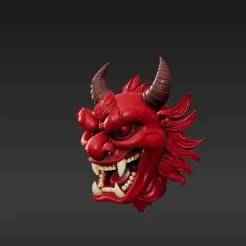 Traditional Japanese Oni Mask - Decorative Wall Art Sculpture