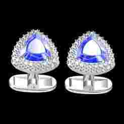 Trillion Stone Double Row Diamond Halo Cufflink