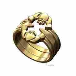 Triple Claddagh guard claw wedding engagement ring US size 7 3D print model
