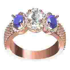 Triple Oval Shape Halo Vintage Ring