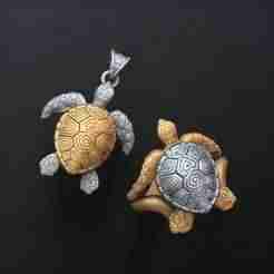 Turtle Ring Pendant v2 Collection 3D print models