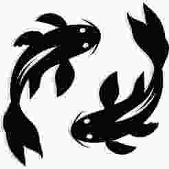 two koi fish 1 - 2D/3D Wall Art STL+SVG For CNC Router, Plasma, Waterjet, Laser & 3D Printer
