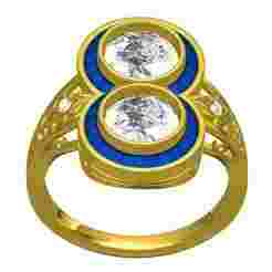 Two Round Diamond Baguette Halo Ring