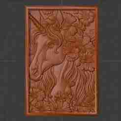 Unicorn with Flowers – Fantasy 3D Relief for CNC and 3D Printing