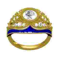 Unique Art Deco Style Diamond and Blue Sapphire Engagement Ring