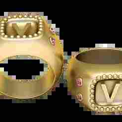 V ALPAHBETS RING   3d printable model