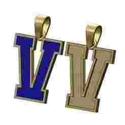 V enamel varsity letter sports letterman jersey pendant charm 3D print model