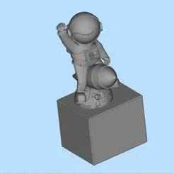 Victorious cartoon astronaut sitting on a rocket 03 scene model