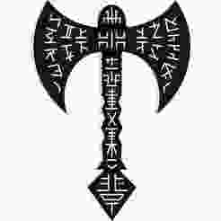 Viking axe with runes carved into the blade 3 - 2D/3D Wall Art STL+SVG For CNC Router, Plasma, Waterjet, Laser & 3D Printer