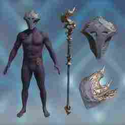 Viktor Arcane Act 3 Mask + Staff stick cane + Brooch Pin Accessories Cosplay Kit