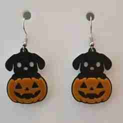 Walking Pumpkin Dog – Halloween Black & White Earring / Keychain STL (No AMS Required)