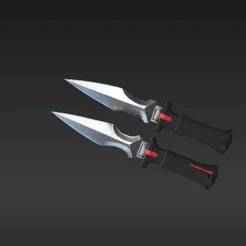 Warrior's Serrated Mini Daggers Keychain - Angular Silver-Steel Look Prop Model