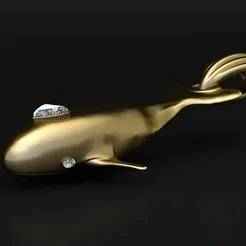 Whale Pendant with Gemstones – 3D Printable Jewelry Model