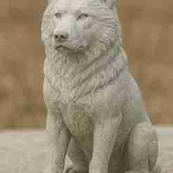 White Wolf Stone Sculpture