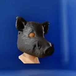 Wild Boar mask prop, hog movie set costume, wild pig party wear 3d printing STL file