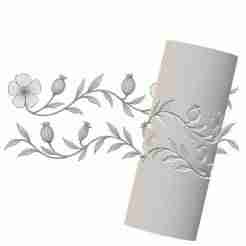 Wildflower Ribbon Borders Clay Roller – Debossed Texture STL for Pottery, Polymer Clay & Slab Work