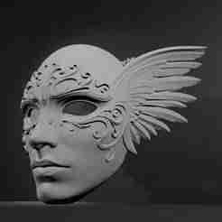 Winged Ornamental Mask – 3D Printable Fantasy Cosplay Mask with Decorative Details STL File