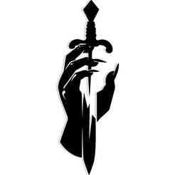 witch's hand holding a floating crystal dagger 6 - 2D/3D Wall Art STL+SVG For CNC Router, Plasma, Waterjet, Laser & 3D Printer